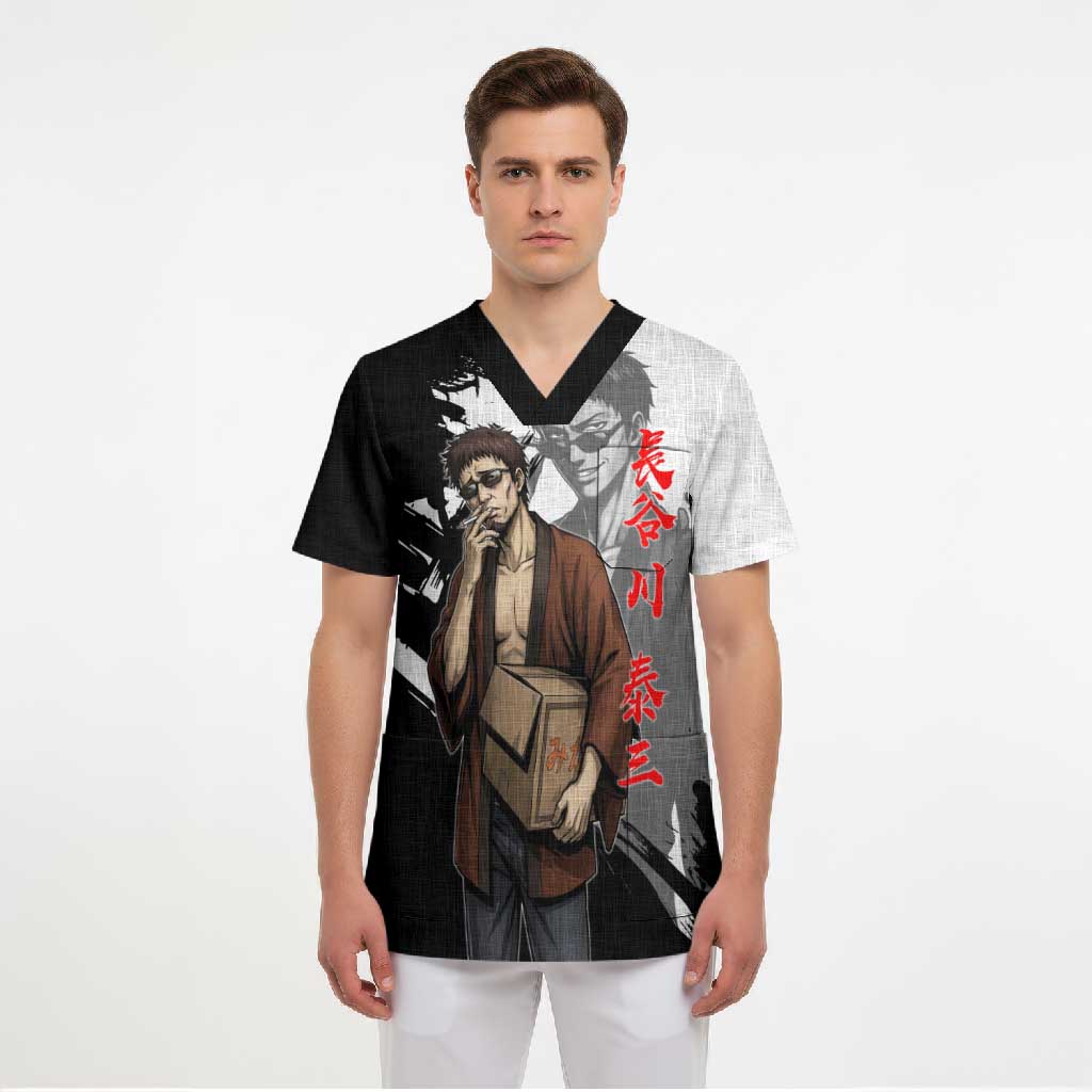Taizo Hasegawa Scrub Top Grunge Edo Comedy Ink Style