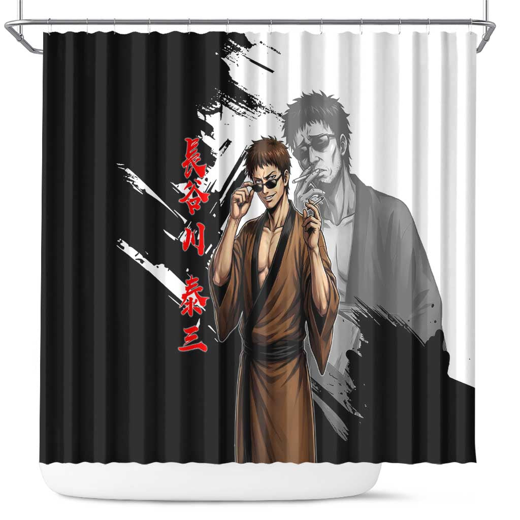 Taizo Hasegawa Shower Curtain Grunge Edo Comedy Ink Style