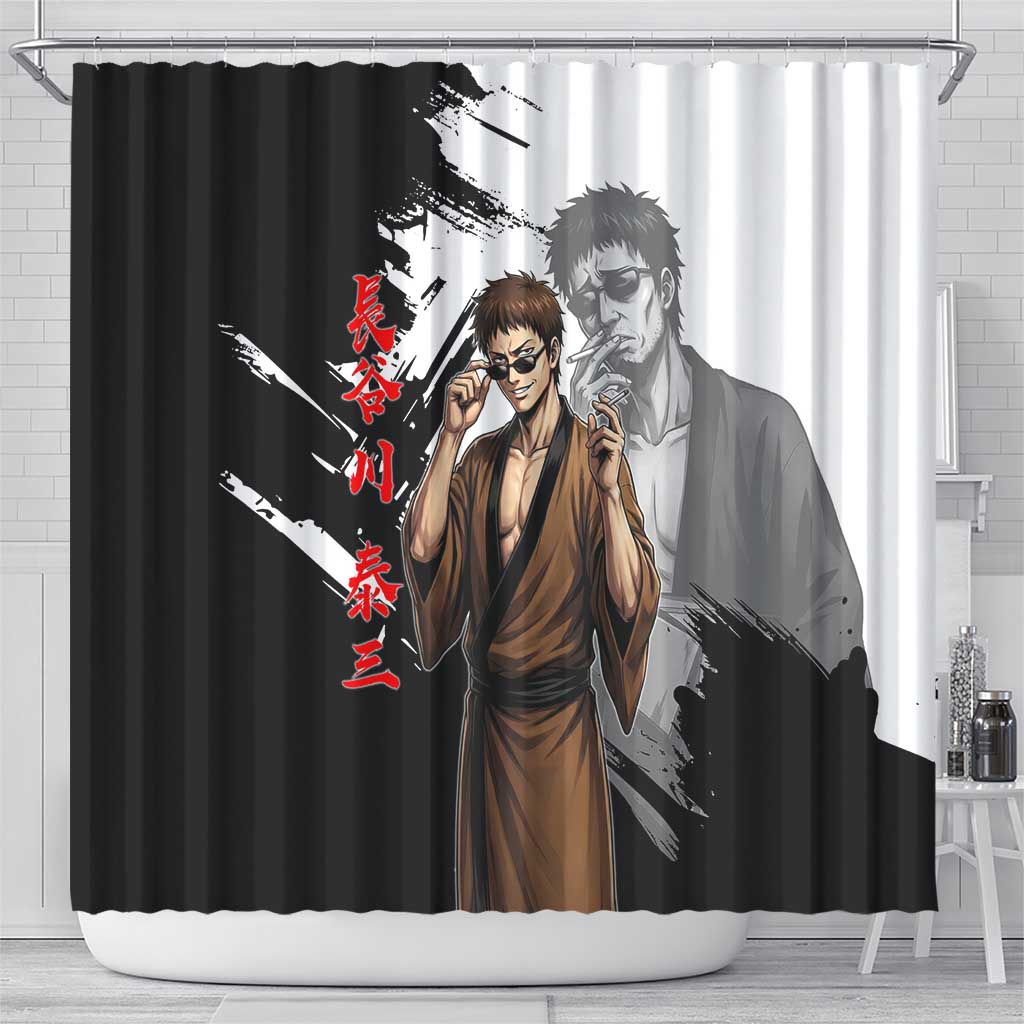 Taizo Hasegawa Shower Curtain Grunge Edo Comedy Ink Style