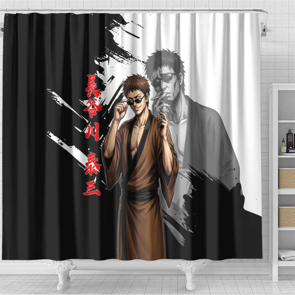 Taizo Hasegawa Shower Curtain Grunge Edo Comedy Ink Style