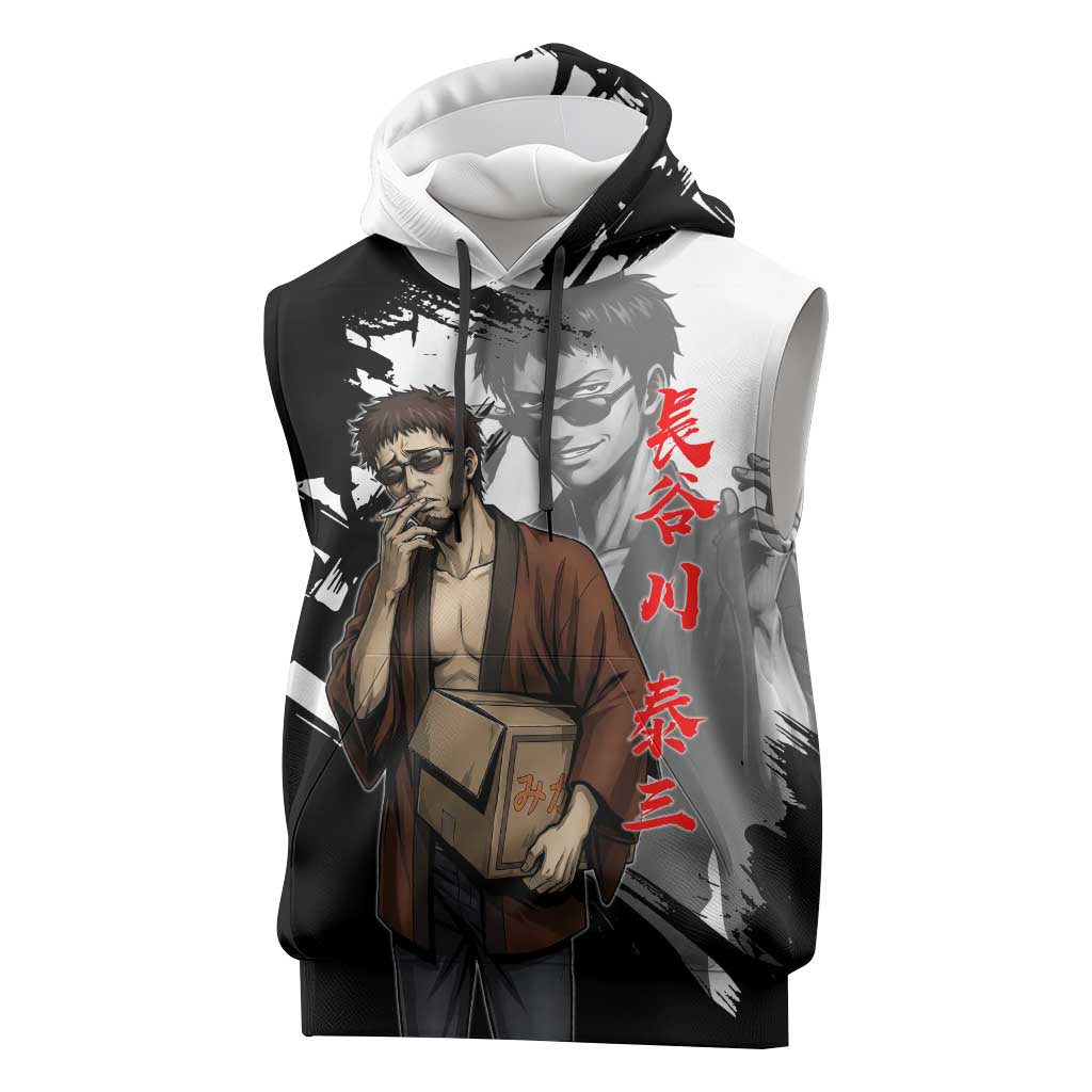 Taizo Hasegawa Sleeveless Hoodie Grunge Edo Comedy Ink Style