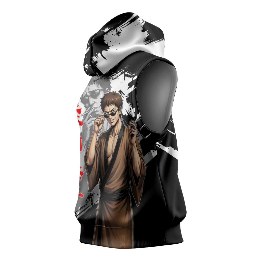 Taizo Hasegawa Sleeveless Hoodie Grunge Edo Comedy Ink Style