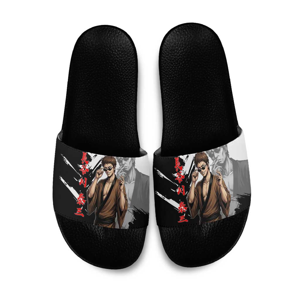 Taizo Hasegawa Slide Sandals Grunge Edo Comedy Ink Style