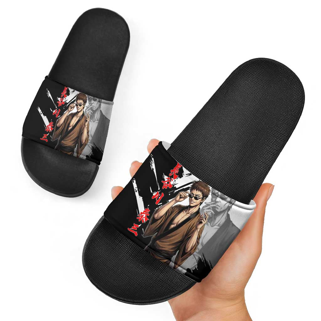 Taizo Hasegawa Slide Sandals Grunge Edo Comedy Ink Style