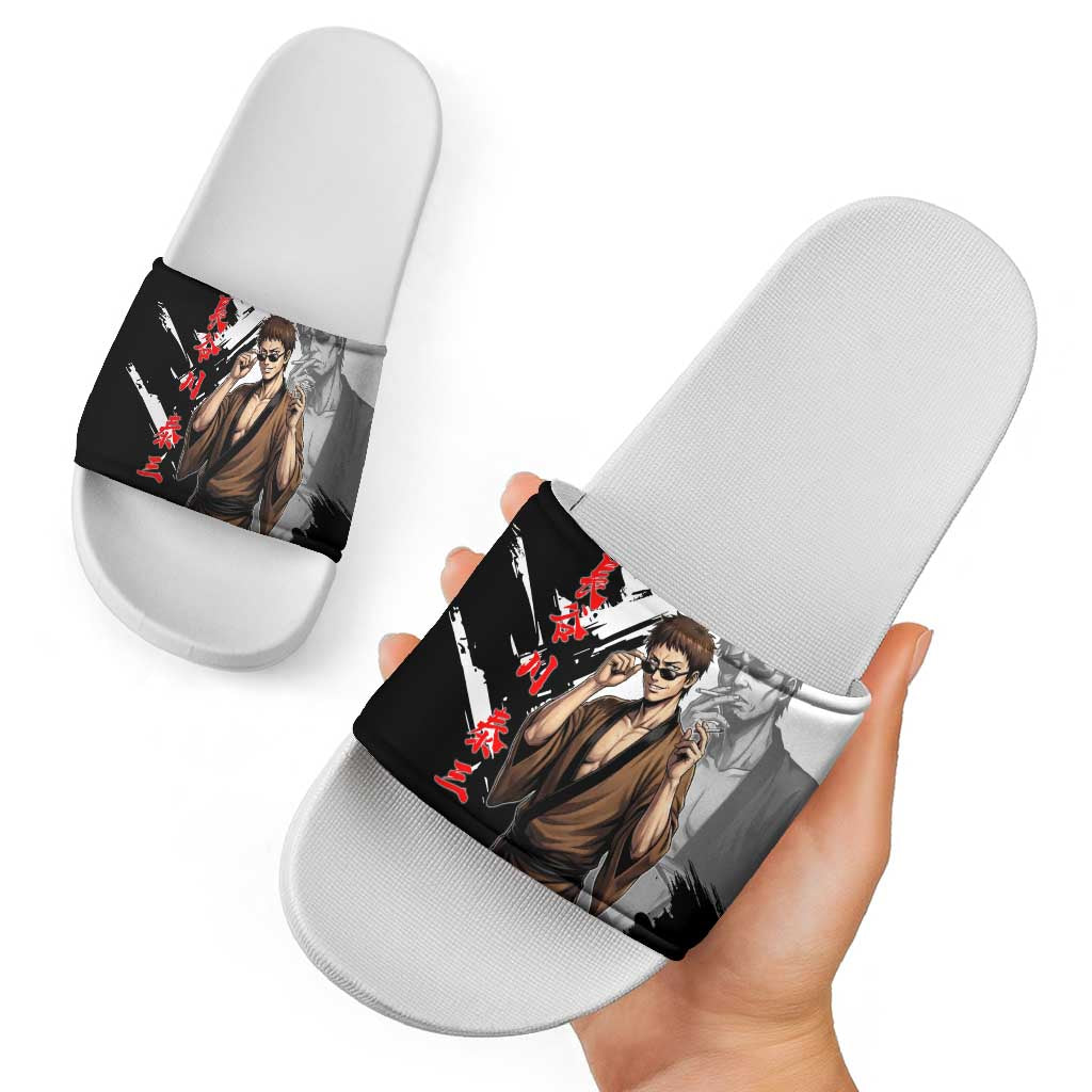 Taizo Hasegawa Slide Sandals Grunge Edo Comedy Ink Style