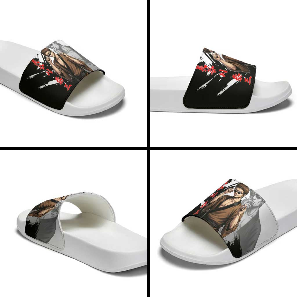 Taizo Hasegawa Slide Sandals Grunge Edo Comedy Ink Style