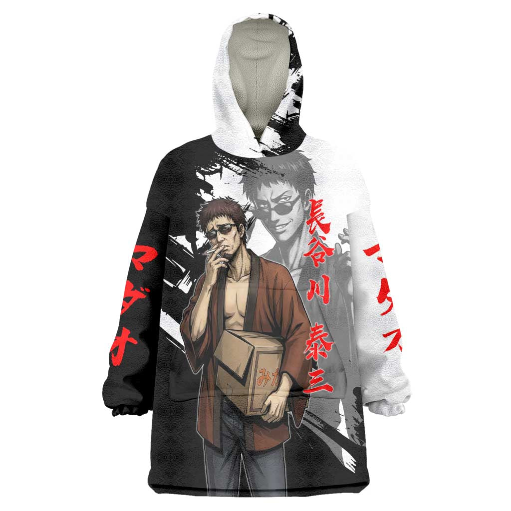 Taizo Hasegawa Wearable Blanket Hoodie Grunge Edo Comedy Ink Style
