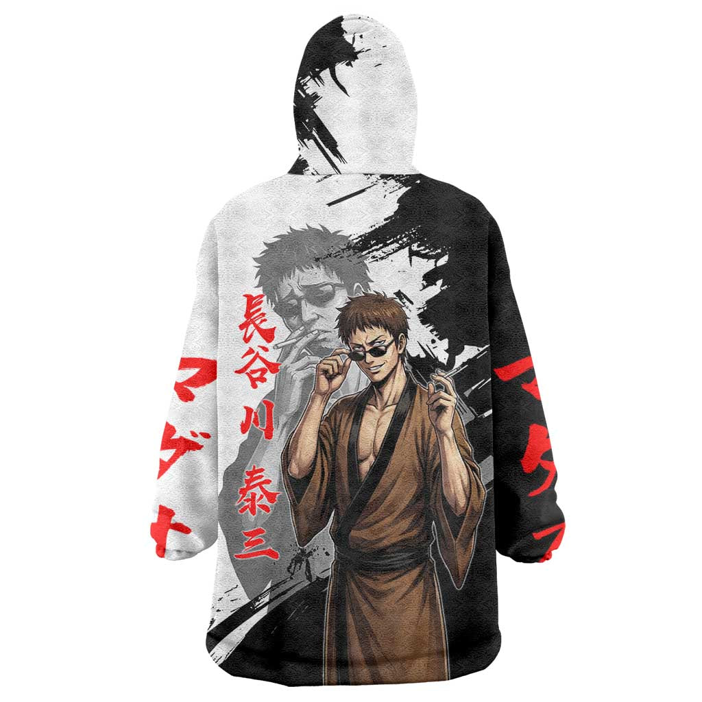 Taizo Hasegawa Wearable Blanket Hoodie Grunge Edo Comedy Ink Style