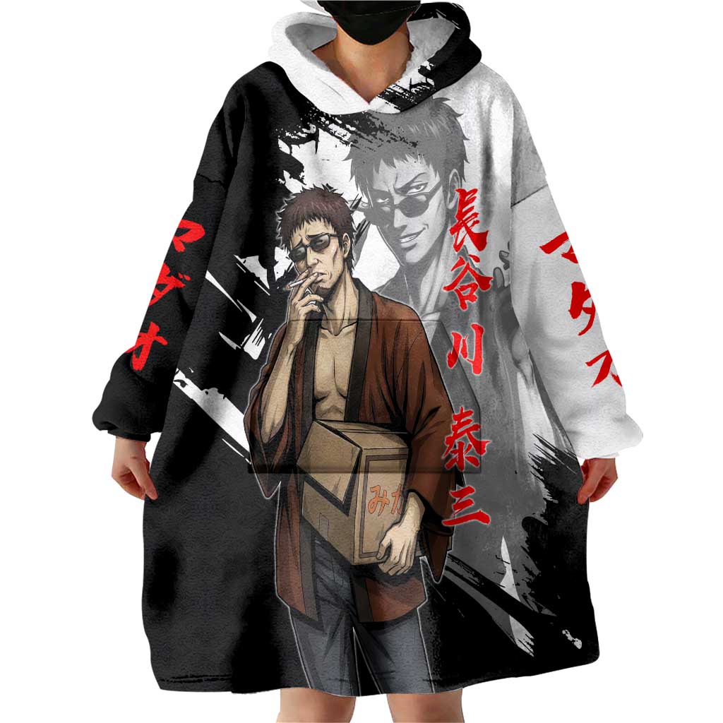 Taizo Hasegawa Wearable Blanket Hoodie Grunge Edo Comedy Ink Style