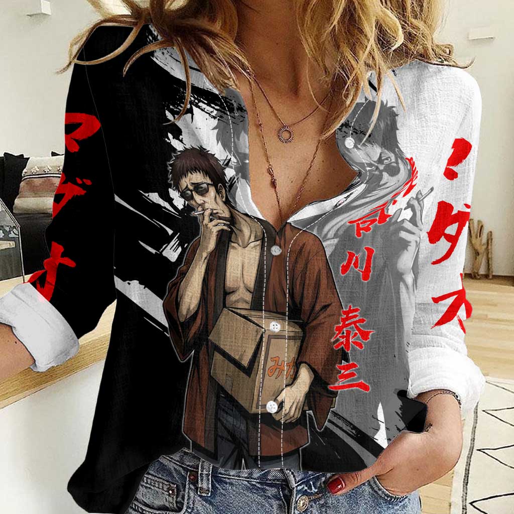 Taizo Hasegawa Women Casual Shirt Grunge Edo Comedy Ink Style