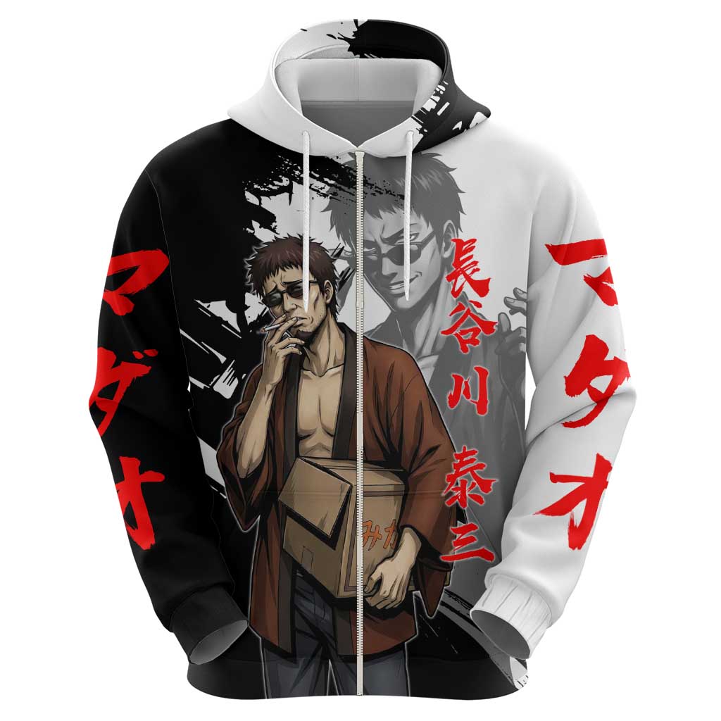 Taizo Hasegawa Zip Hoodie Grunge Edo Comedy Ink Style