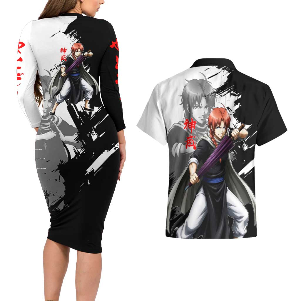 Kamui Couples Matching Long Sleeve Bodycon Dress and Hawaiian Shirt Rogue Warrior Ink Clash Style