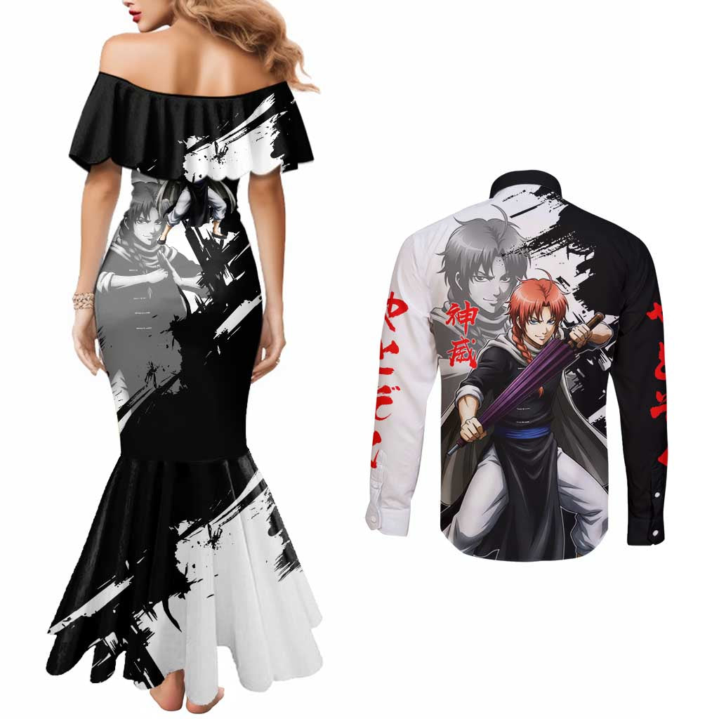 Kamui Couples Matching Mermaid Dress and Long Sleeve Button Shirt Rogue Warrior Ink Clash Style