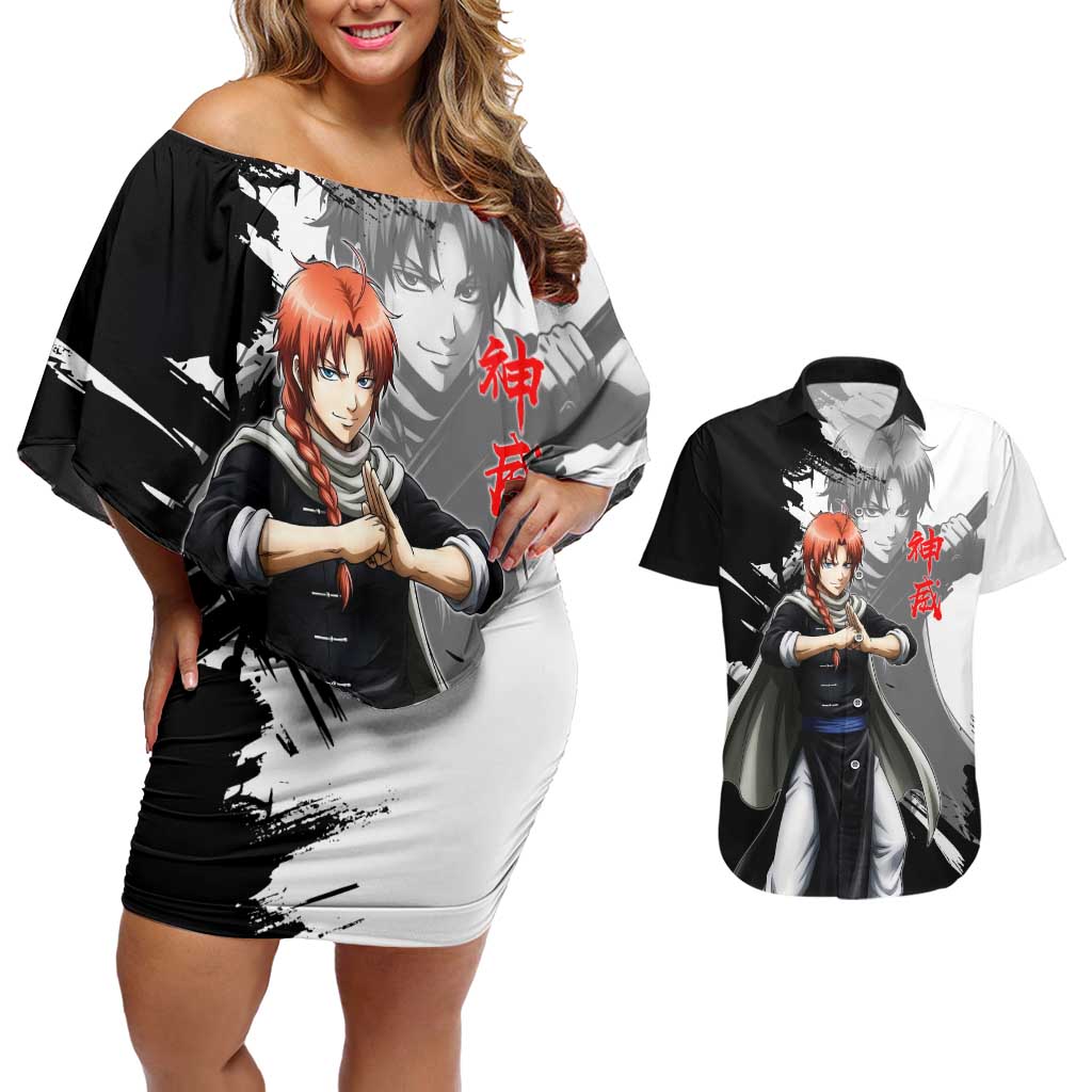 Kamui Couples Matching Off Shoulder Short Dress and Hawaiian Shirt Rogue Warrior Ink Clash Style