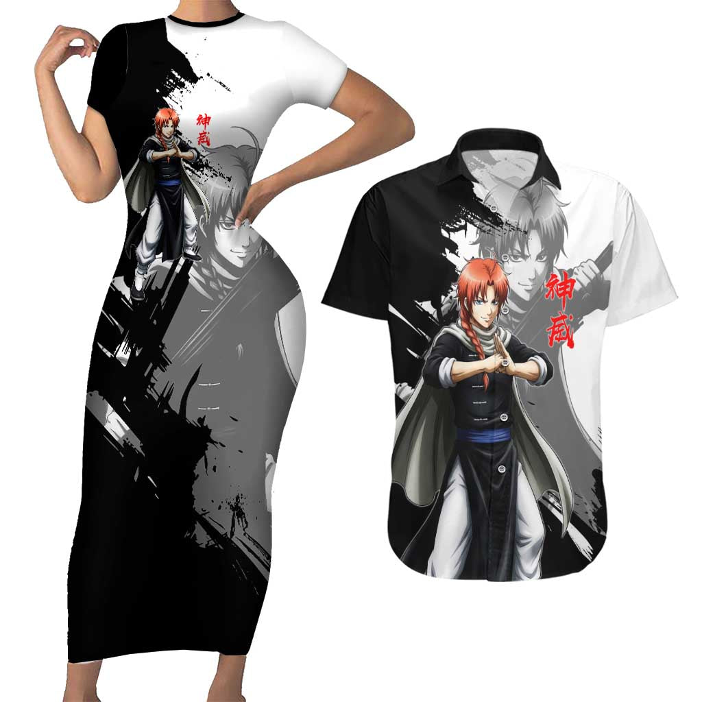 Kamui Couples Matching Short Sleeve Bodycon Dress and Hawaiian Shirt Rogue Warrior Ink Clash Style