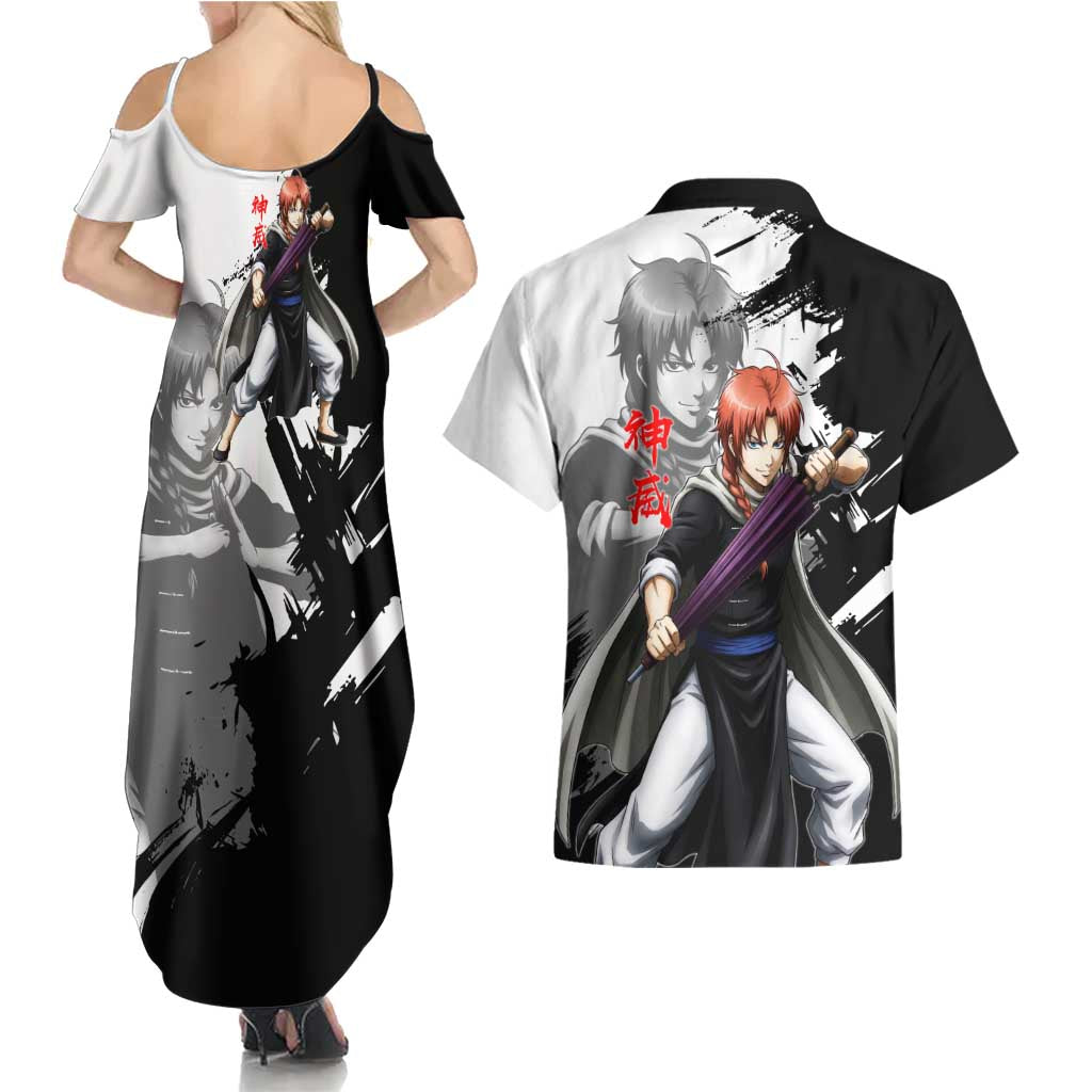 Kamui Couples Matching Summer Maxi Dress and Hawaiian Shirt Rogue Warrior Ink Clash Style