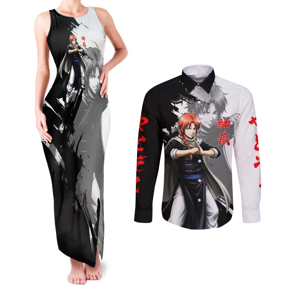 Kamui Couples Matching Tank Maxi Dress and Long Sleeve Button Shirt Rogue Warrior Ink Clash Style