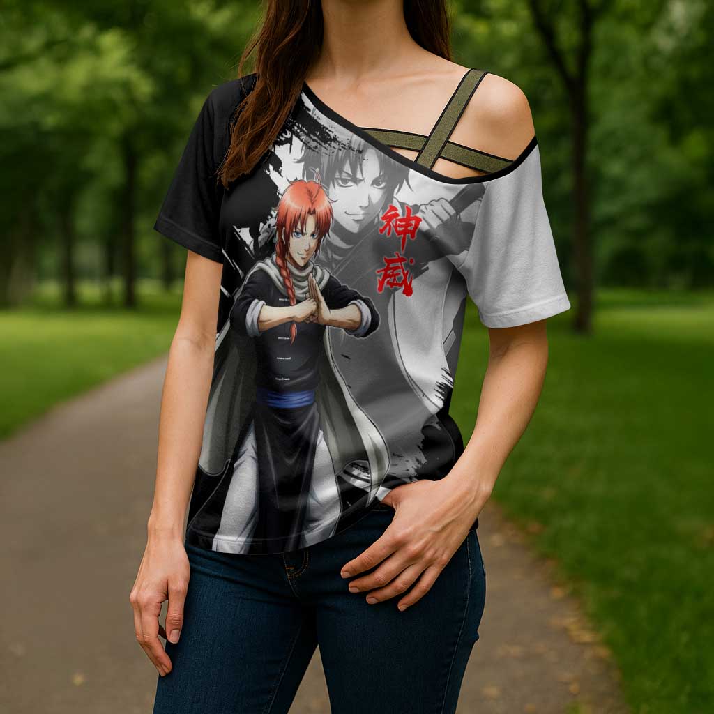 Kamui Cross Shoulder Shirt Rogue Warrior Ink Clash Style