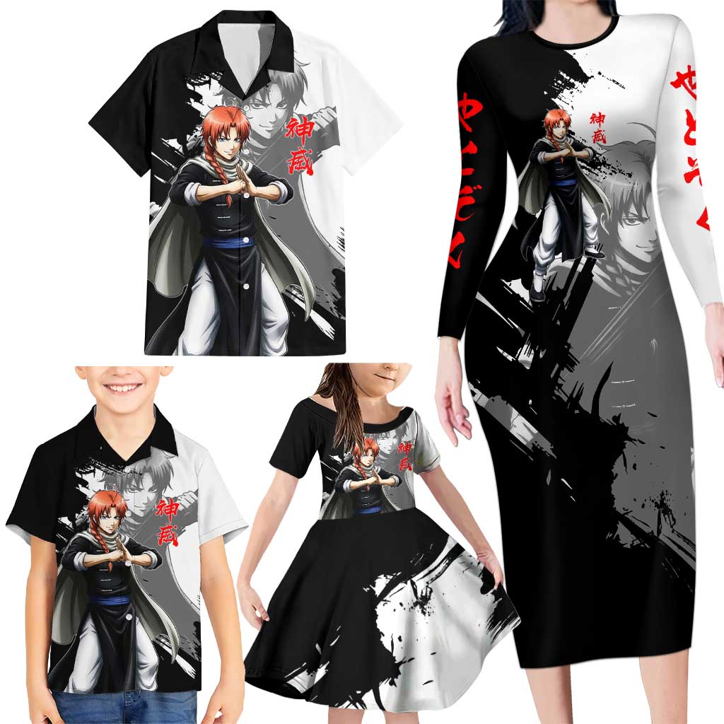 Kamui Family Matching Long Sleeve Bodycon Dress and Hawaiian Shirt Rogue Warrior Ink Clash Style