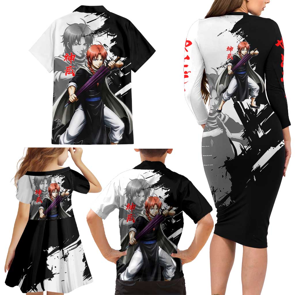 Kamui Family Matching Long Sleeve Bodycon Dress and Hawaiian Shirt Rogue Warrior Ink Clash Style