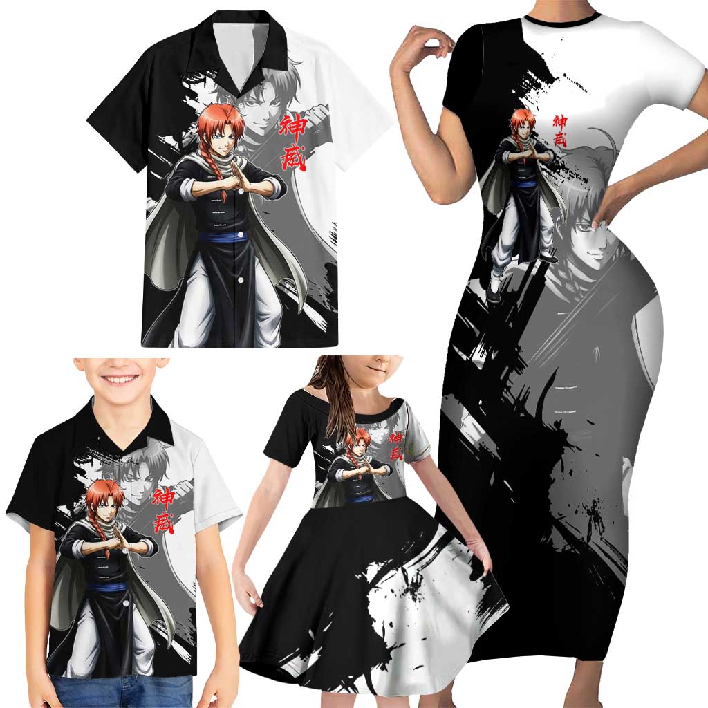 Kamui Family Matching Short Sleeve Bodycon Dress and Hawaiian Shirt Rogue Warrior Ink Clash Style