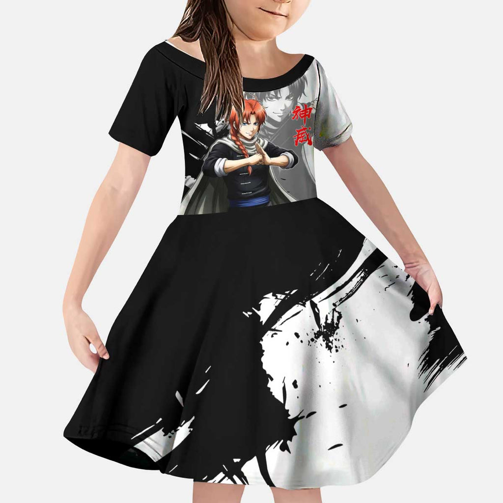 Kamui Kid Short Sleeve Dress Rogue Warrior Ink Clash Style