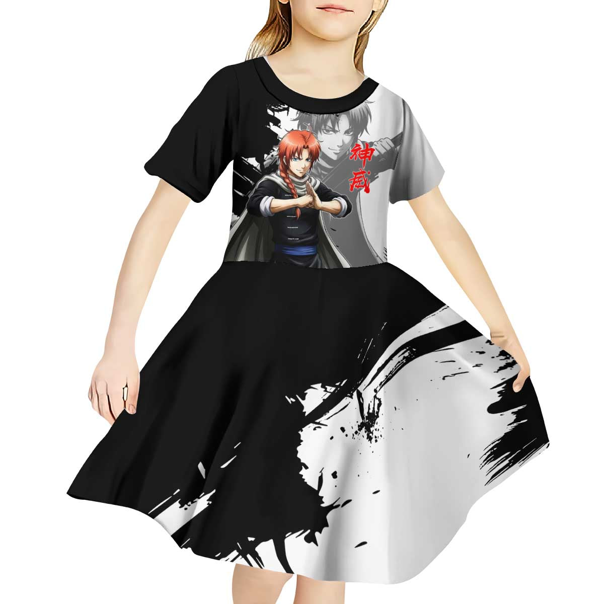 Kamui Kid Short Sleeve Dress Rogue Warrior Ink Clash Style