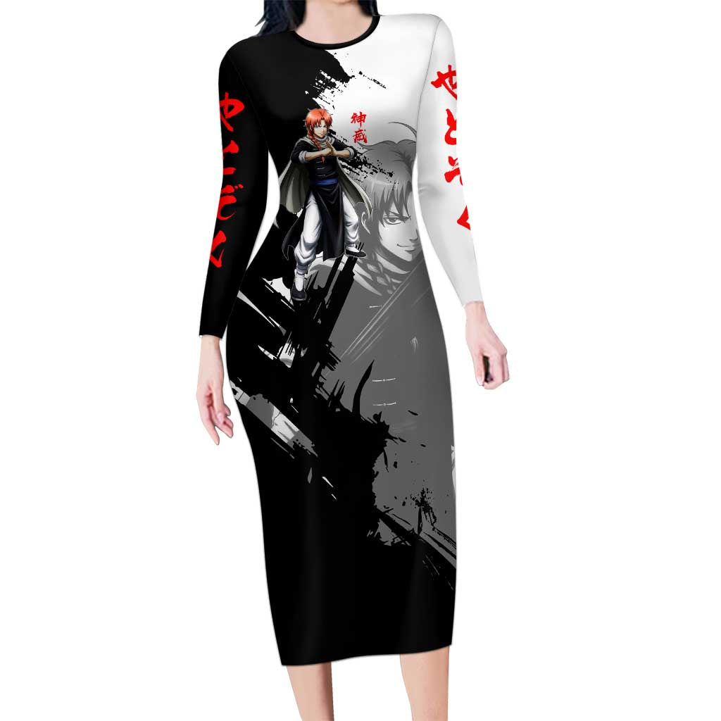 Kamui Long Sleeve Bodycon Dress Rogue Warrior Ink Clash Style