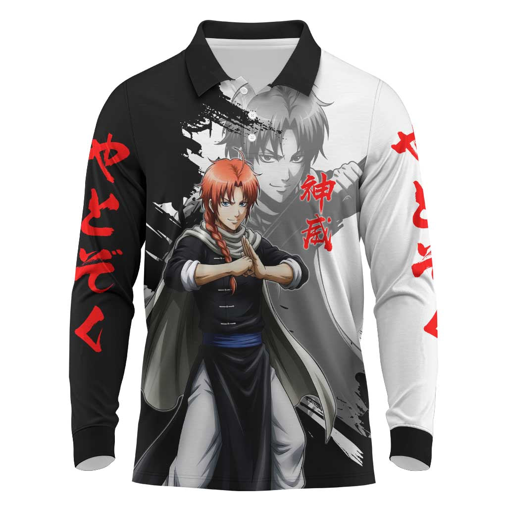 Kamui Long Sleeve Polo Shirt Rogue Warrior Ink Clash Style
