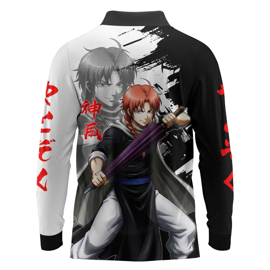 Kamui Long Sleeve Polo Shirt Rogue Warrior Ink Clash Style