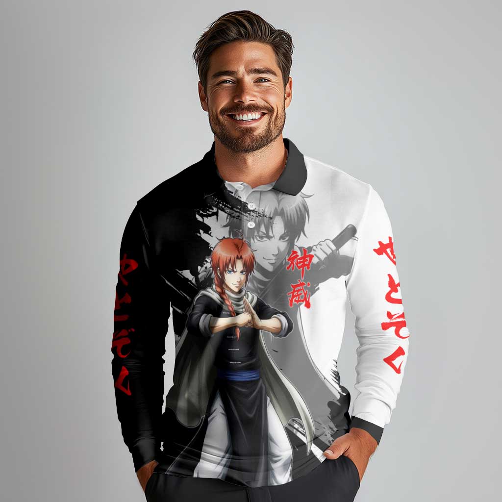 Kamui Long Sleeve Polo Shirt Rogue Warrior Ink Clash Style