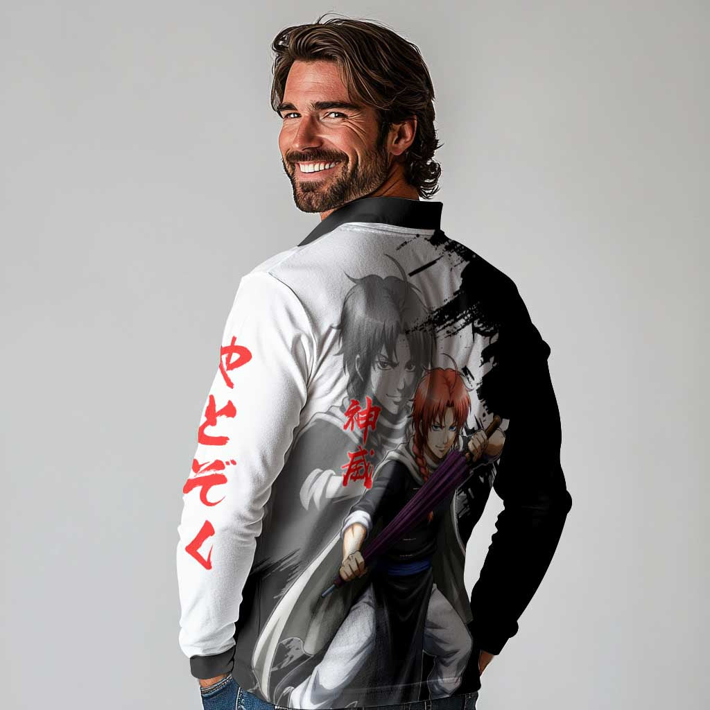 Kamui Long Sleeve Polo Shirt Rogue Warrior Ink Clash Style