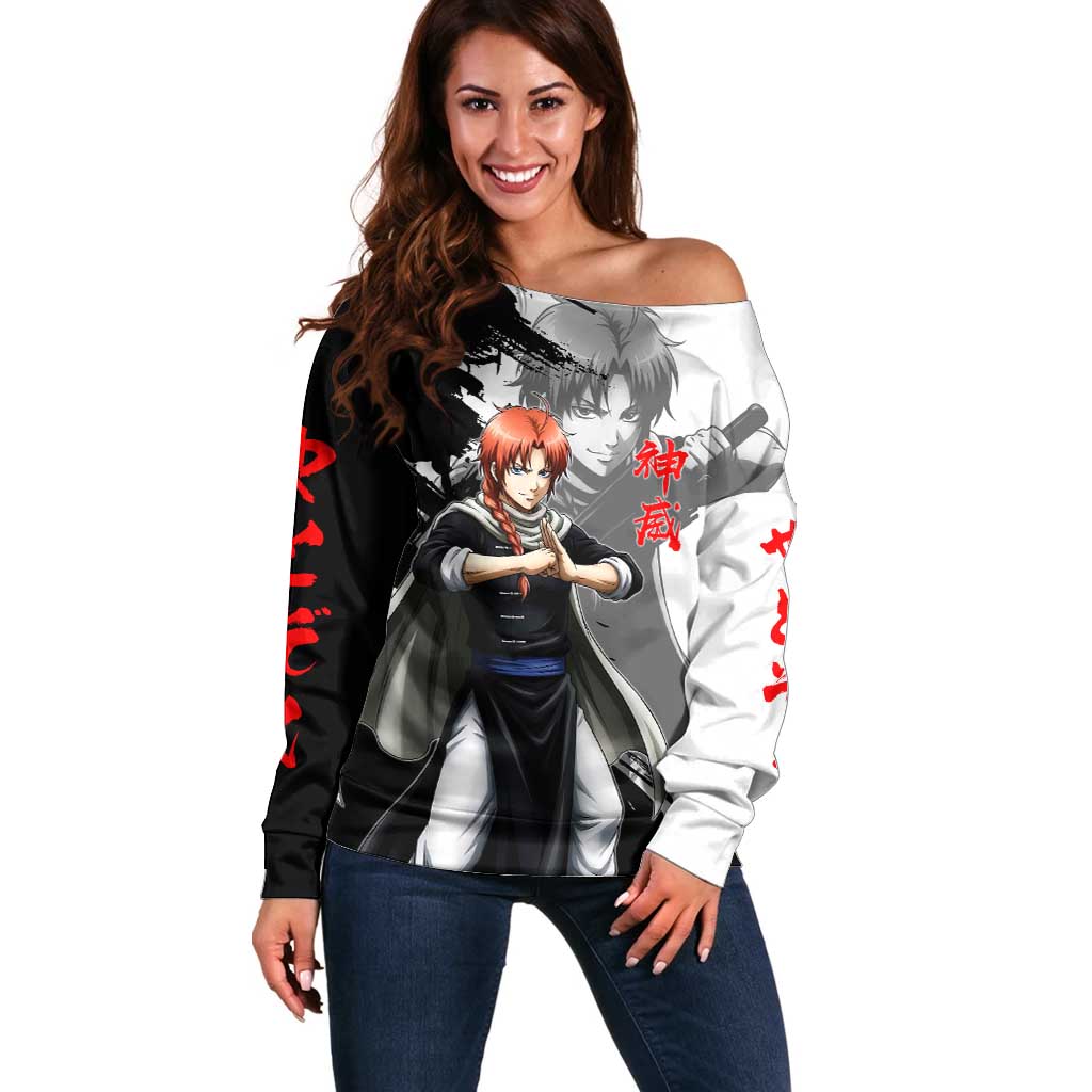 Kamui Off Shoulder Sweater Rogue Warrior Ink Clash Style