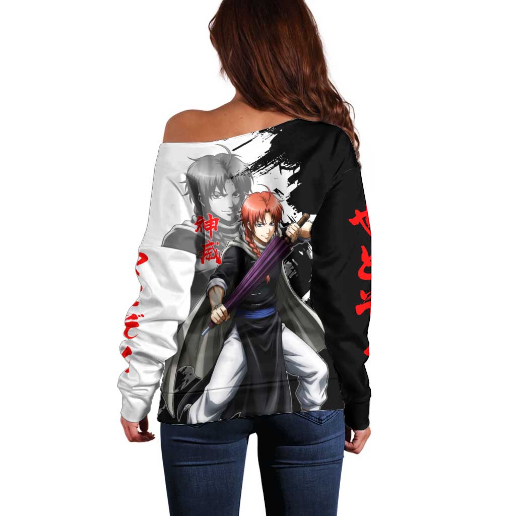 Kamui Off Shoulder Sweater Rogue Warrior Ink Clash Style