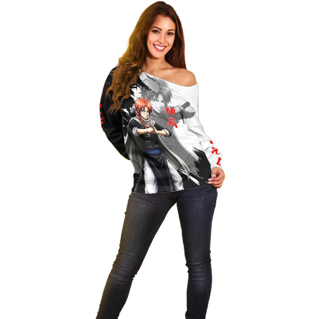 Kamui Off Shoulder Sweater Rogue Warrior Ink Clash Style