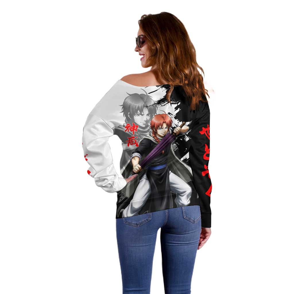 Kamui Off Shoulder Sweater Rogue Warrior Ink Clash Style
