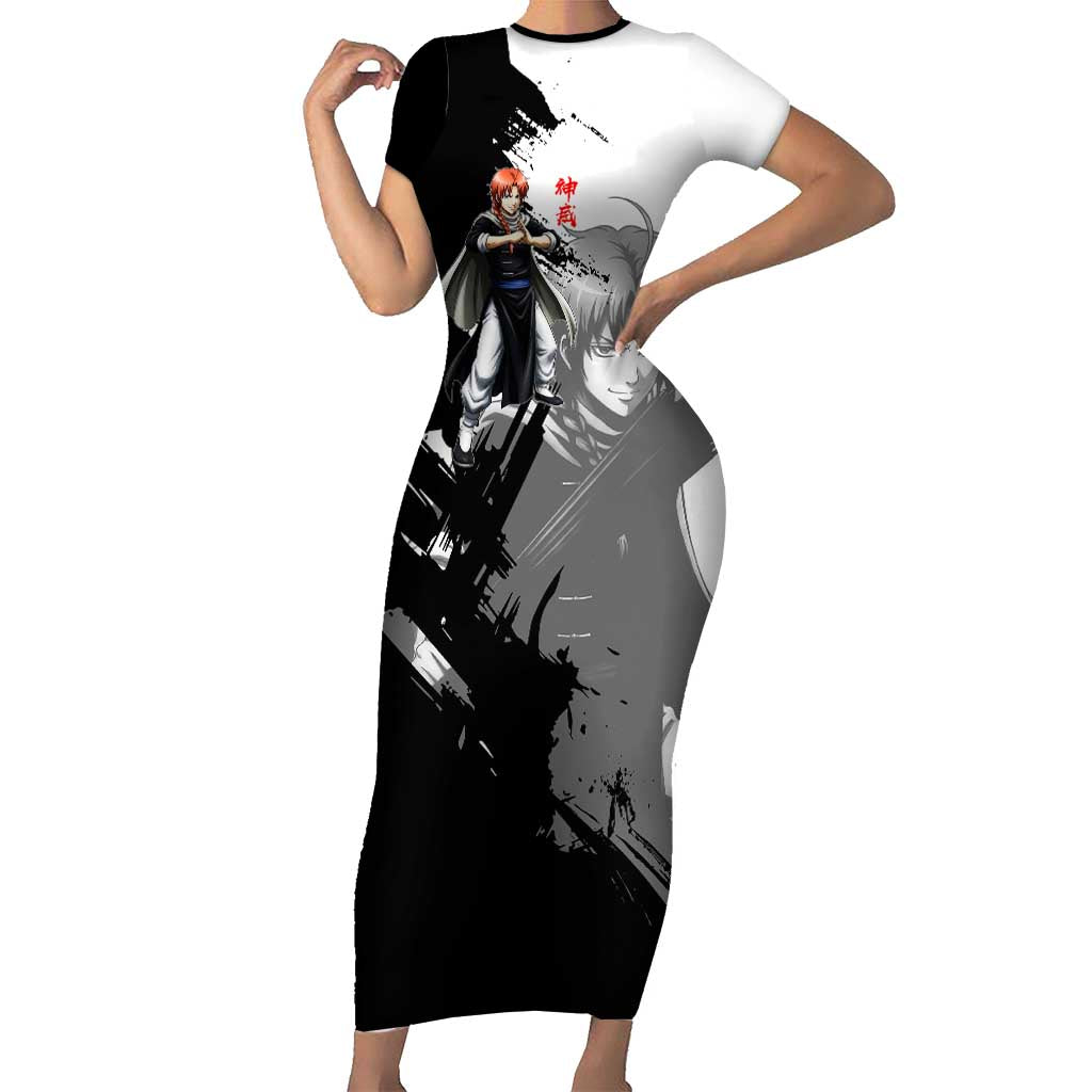 Kamui Short Sleeve Bodycon Dress Rogue Warrior Ink Clash Style