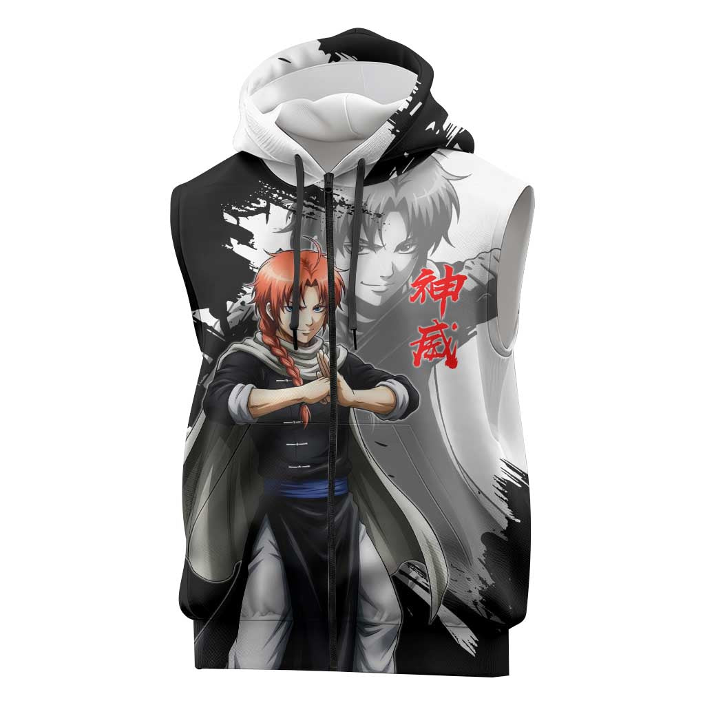 Kamui Sleeveless Zip Hoodie Rogue Warrior Ink Clash Style