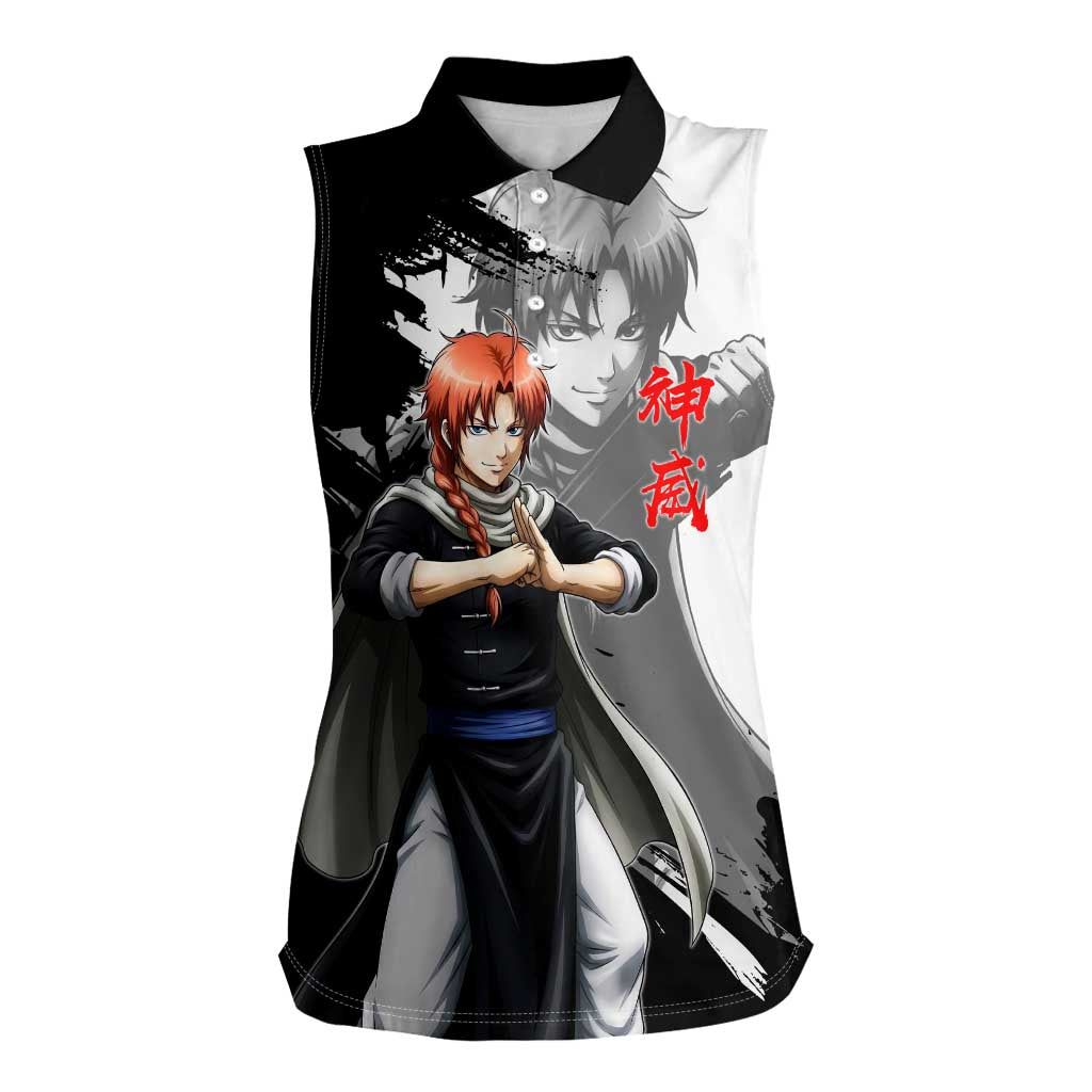 Kamui Women Sleeveless Polo Shirt Rogue Warrior Ink Clash Style