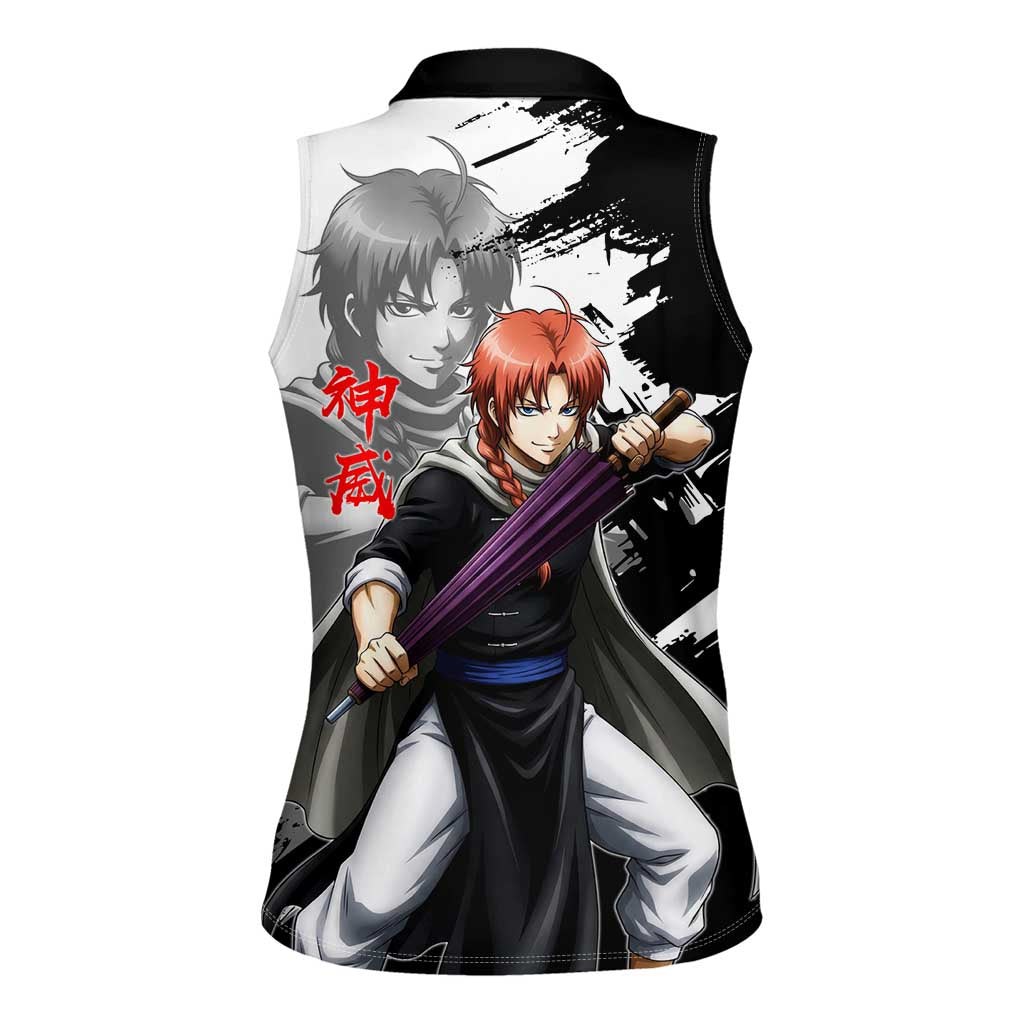 Kamui Women Sleeveless Polo Shirt Rogue Warrior Ink Clash Style