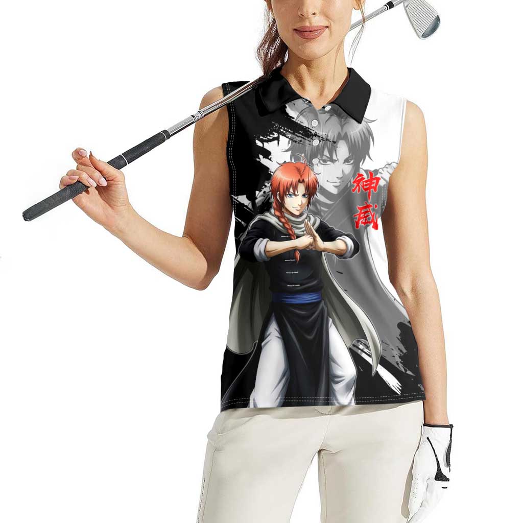 Kamui Women Sleeveless Polo Shirt Rogue Warrior Ink Clash Style