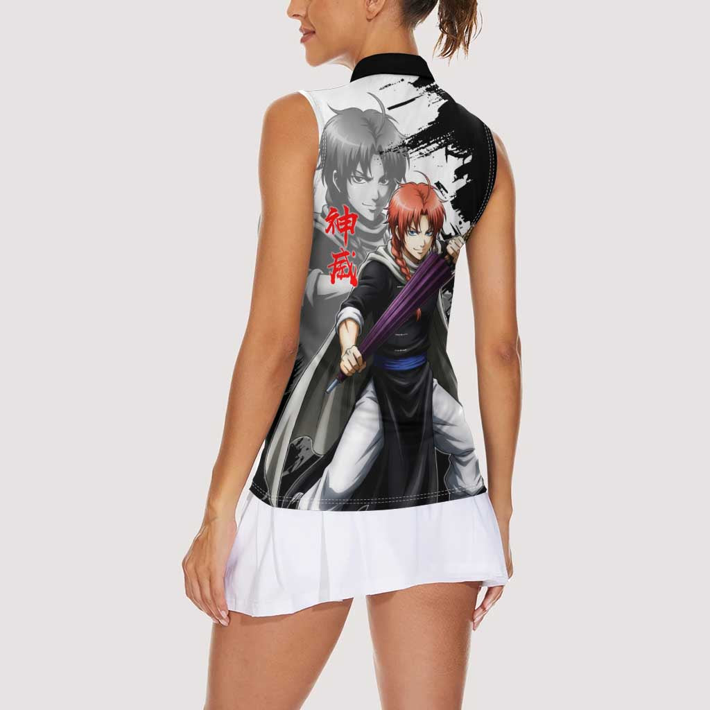 Kamui Women Sleeveless Polo Shirt Rogue Warrior Ink Clash Style