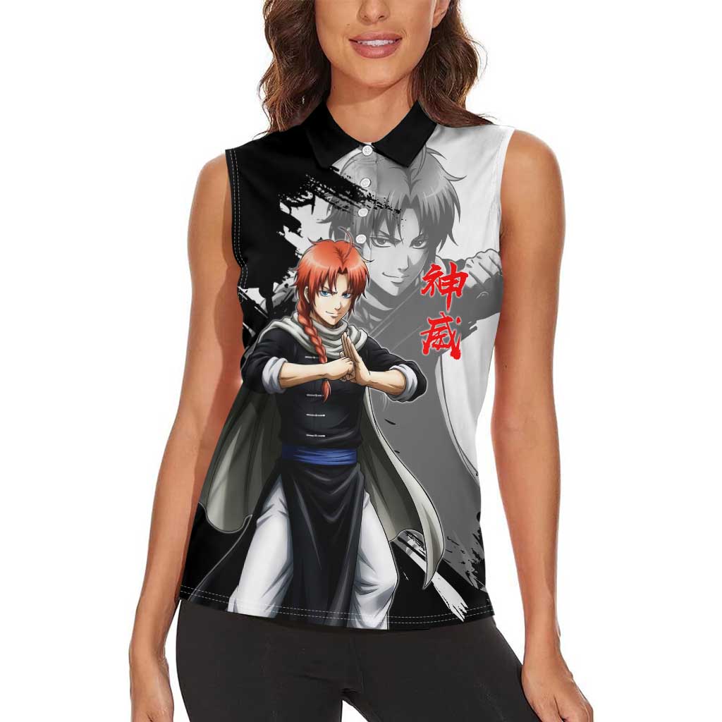 Kamui Women Sleeveless Polo Shirt Rogue Warrior Ink Clash Style