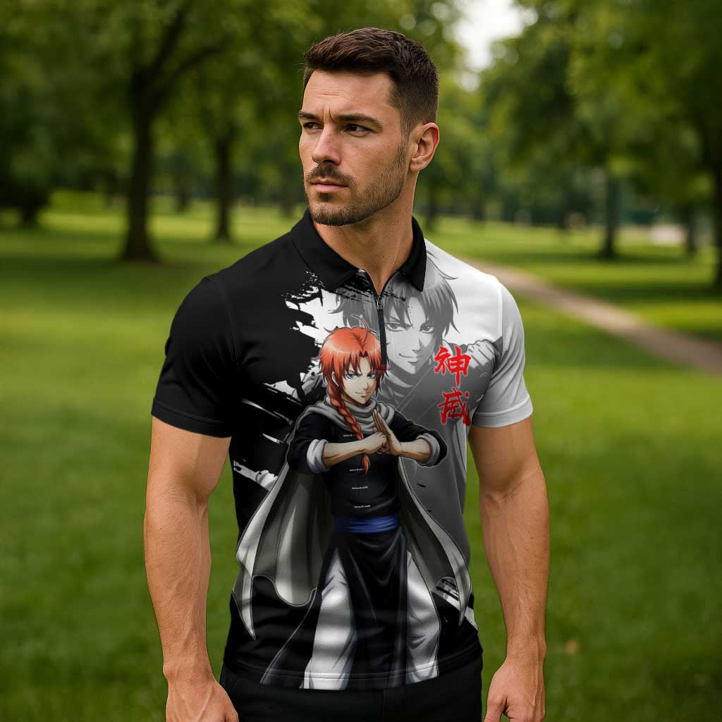Kamui Zipper Polo Shirt Rogue Warrior Ink Clash Style