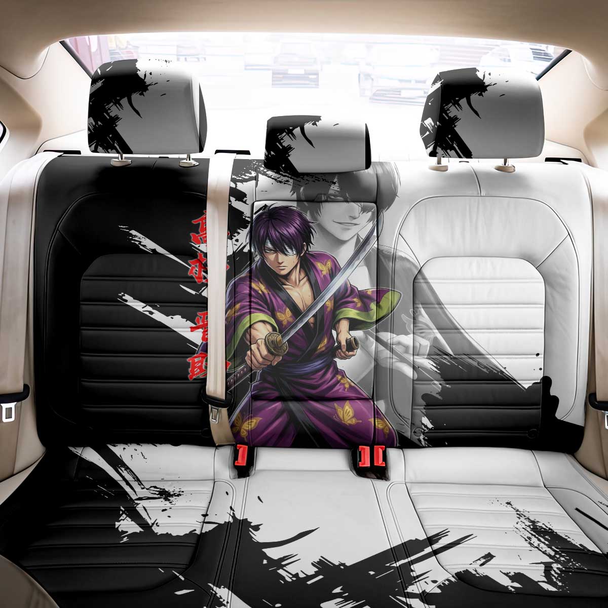Shinsuke Takasugi Back Car Seat Cover Dark Ronin Ink Wash Style