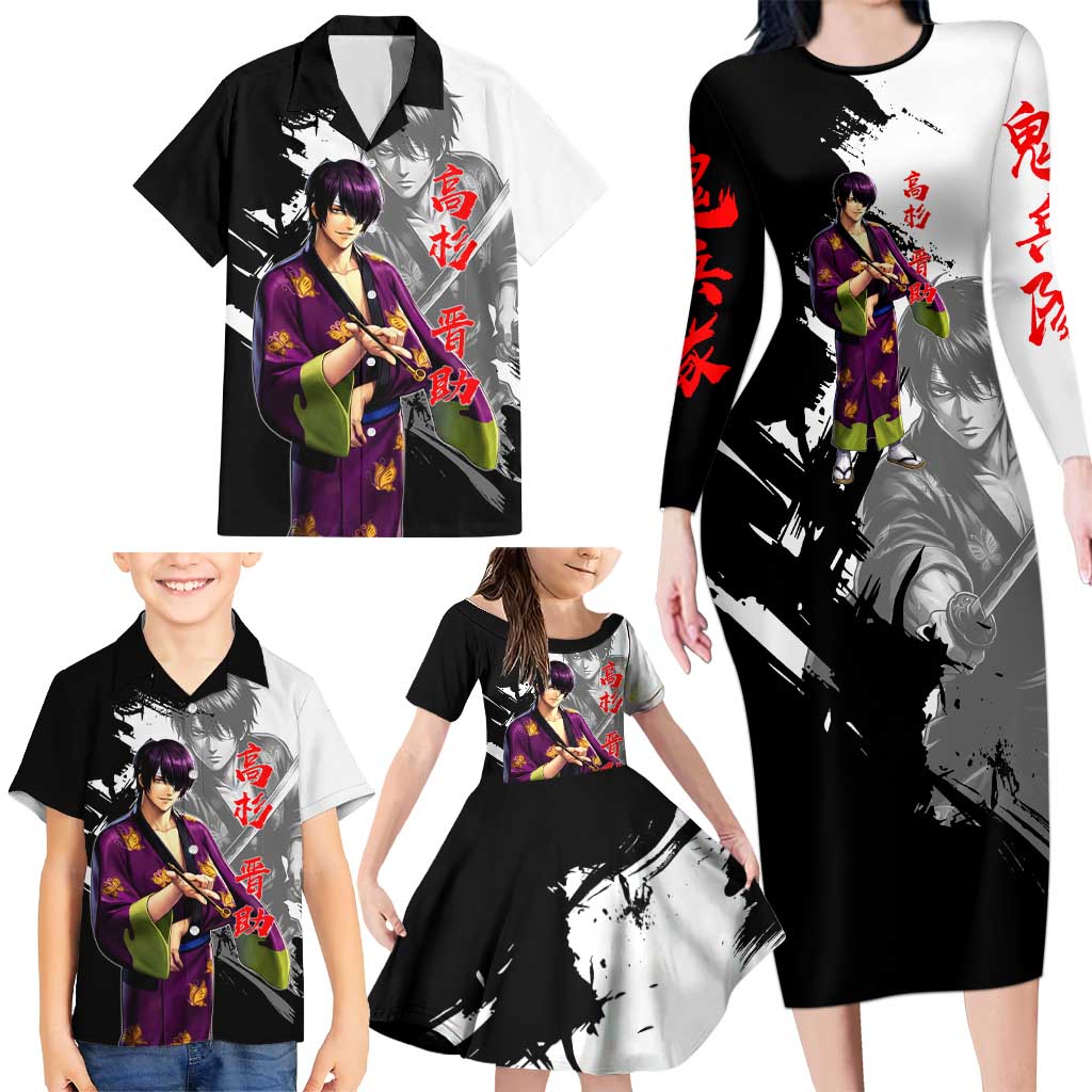 Shinsuke Takasugi Family Matching Long Sleeve Bodycon Dress and Hawaiian Shirt Dark Ronin Ink Wash Style