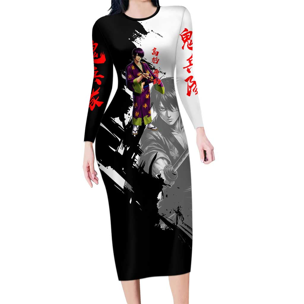 Shinsuke Takasugi Long Sleeve Bodycon Dress Dark Ronin Ink Wash Style