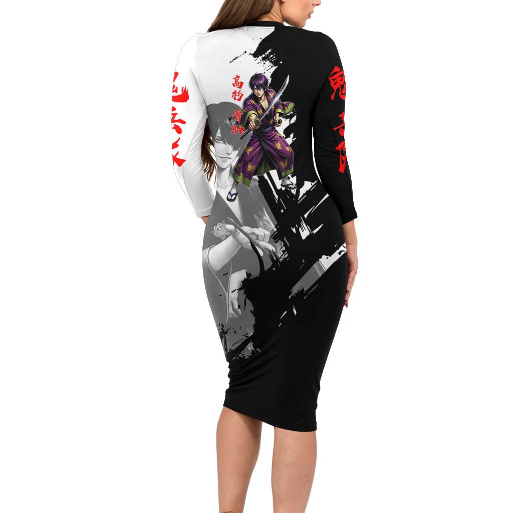 Shinsuke Takasugi Long Sleeve Bodycon Dress Dark Ronin Ink Wash Style