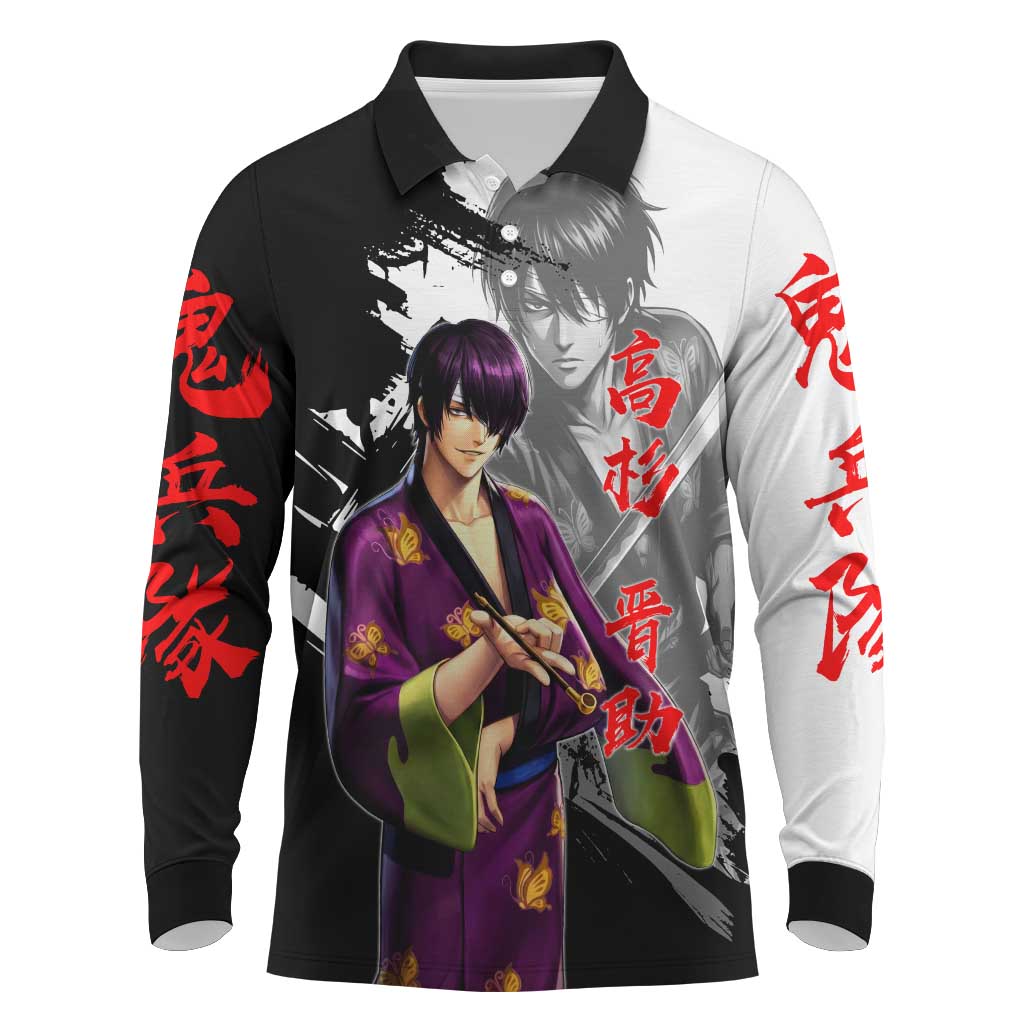 Shinsuke Takasugi Long Sleeve Polo Shirt Dark Ronin Ink Wash Style