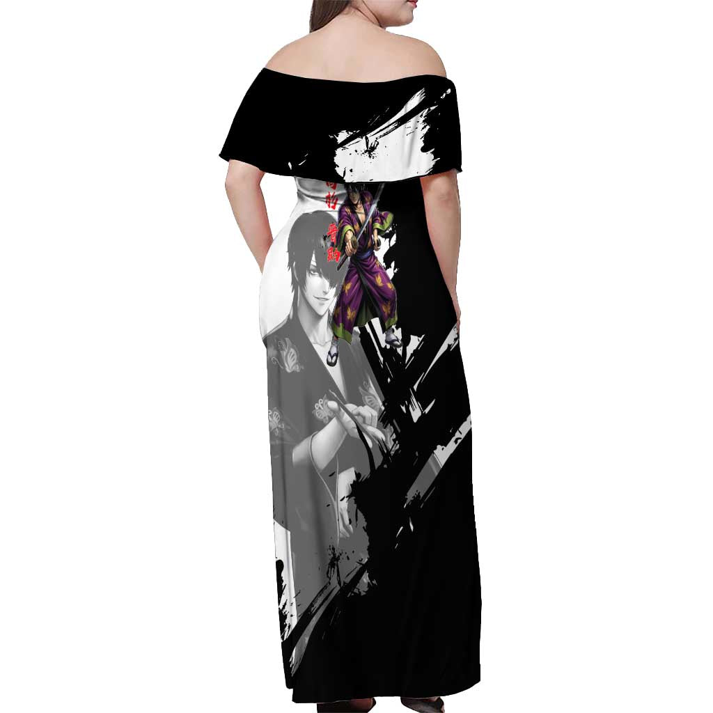 Shinsuke Takasugi Off Shoulder Maxi Dress Dark Ronin Ink Wash Style